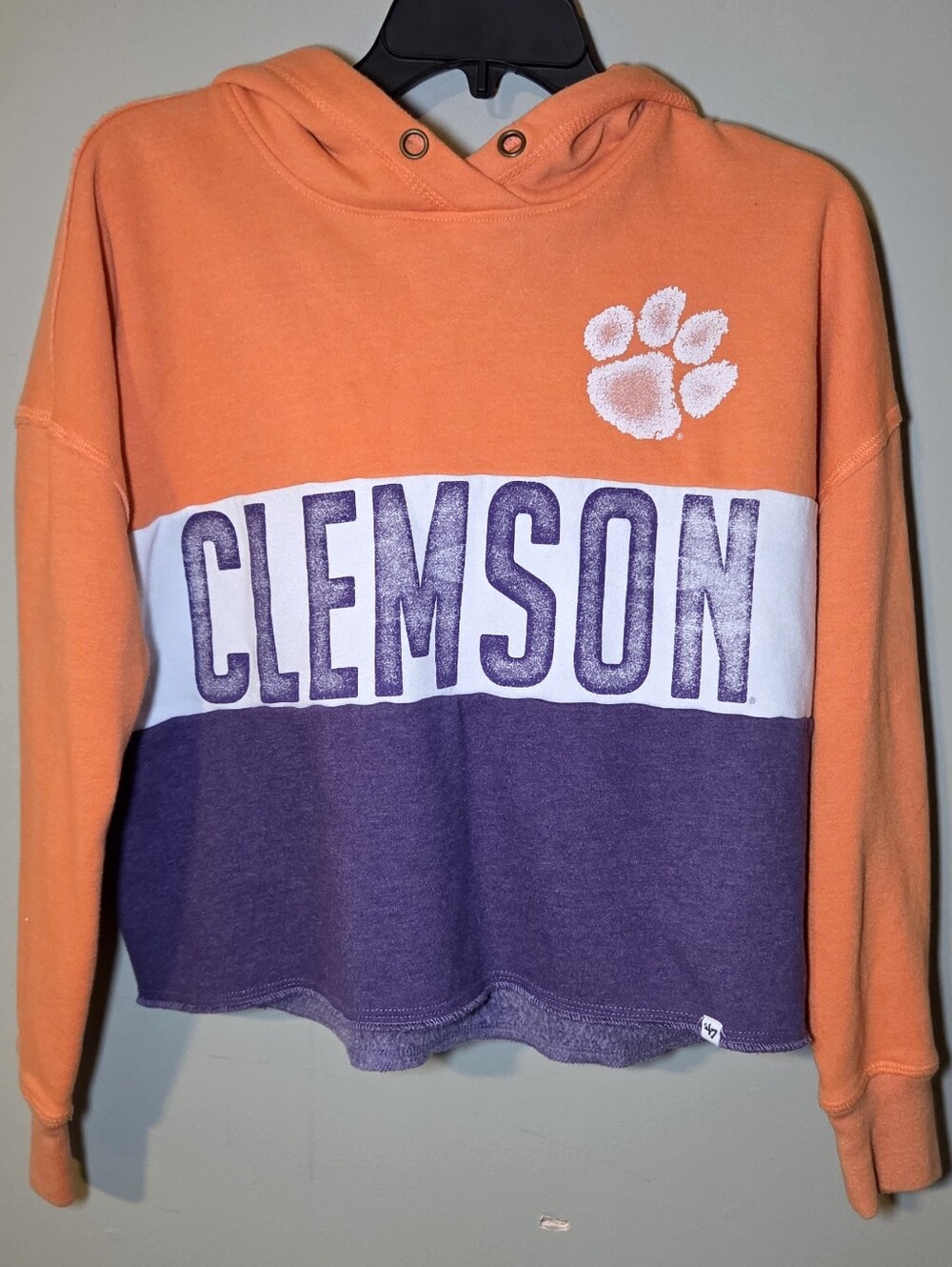 '47 Brand Clemson Tigers Women’s Medium Colorblock Cropped Pullover Hoodie